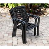 Red Barrel Studio® Ejler Stacking Patio Dining Armchair w/ Cushion Metal in Black/Gray, Size 35.71 H x 24.8 W x 26.14 D in | Wayfair