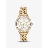 Michael Kors Layton Pavé Gold-Tone Curb-Link Watch Gold One Size