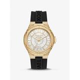 Michael Kors Oversized Lennox Pavé Gold-Tone and Silicone Watch Black One Size