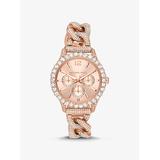 Michael Kors Layton Pavé Rose Gold-Tone Curb-Link Watch Rose Gold One Size