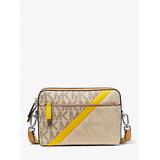 Michael Kors Cooper Embossed Leather and Logo Stripe Crossbody Bag Natural One Size