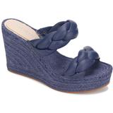 Olivia Braided Strap Espadrille Wedge Platform Sandals - Blue - Kenneth Cole Heels