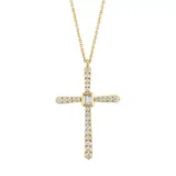 Effy® Women's 5/8 ct. t.w. Diamond Cross Pendant Necklace in 14K Yellow Gold, 16 in