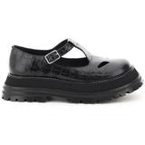 Aldwych T-bar Scool Shoes In Embossed Leather