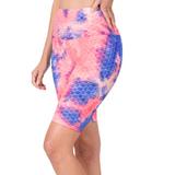 Lydiane Women's Active Shorts PINK/BLUE - Pink & Blue Tie-Dye Honeycomb Wide-Waistband Bike Shorts - Women