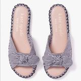 Kate Spade Shoes | New Kate Spade Saltie Shore Canvas Canvas Stripes Flat Espadrille Sandals Nib | Color: Blue/Cream | Size: Various