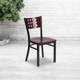 Flash Furniture Hercules Decorative Cutout Back Metal Restaurant Chair in Black/Brown/Red, Size 32.0 H x 17.0 W x 17.0 D in | Wayfair
