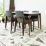 Corrigan Studio® Siriana Mid-Century Rectangular Fabric Dining Set Dining Chairs In Dark Grey Wood/Upholstered Chairs in Brown/Gray/White | Wayfair