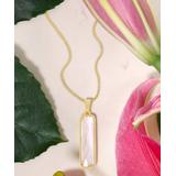 Kwanli Women's Necklaces GOLD - Mother-of-Pearl Quartz & 14k Gold-Plated Rectangle Pendant Necklace
