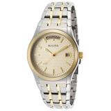 Bulova Men's Two-Tone Dress Watch - Full Day of the Week & Date - Champagne Dial