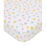 NoJo Girls' Crib Sheets Pink - Yellow & Blue Sunshine & Rainbows Fitted Crib Sheet