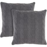 Rosalind Wheeler Life Styles Casual Solid Cotton Knitted 2Pack Throw Pillows Polyester/Polyfill/Cotton in Gray, Size 18.0 H x 18.0 W x 5.0 D in