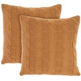 Rosalind Wheeler Life Styles Casual Solid Cotton Knitted 2Pack Throw Pillows Polyester/Polyfill/Cotton in Yellow, Size 18.0 H x 18.0 W x 5.0 D in