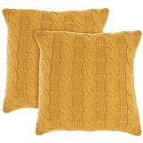 Rosalind Wheeler Life Styles Casual Solid Cotton Knitted 2Pack Throw Pillows Polyester/Polyfill/Cotton in Yellow, Size 18.0 H x 18.0 W x 5.0 D in