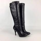 Nine West Shoes | Nine West Jetto Black Leather Tall Heeled Platform Boots 8 | Color: Black | Size: 8