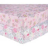 Sammy & Lou Jungle Flowers 2-Pack Microfiber Fitted Crib Sheet Set, Multicolor