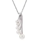 "PearLustre by Imperial Sterling Silver Freshwater Cultured Pearl & White Topaz Journey Pendant Necklace, Women's, Size: 18"""