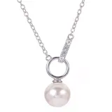 "PearLustre by Imperial Sterling Silver Freshwater Cultured Pearl & Lab-Created White Sapphire Necklace, Women's, Size: 18"""