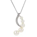 "PearLustre by Imperial Sterling Silver Cultured Pearl & White Topaz Journey Pendant Necklace, Women's, Size: 18"""