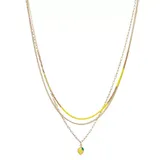 LC Lauren Conrad Gold Tone 3 Row Seed Bead and Chain Lemon Charm Necklace, Women's, Yellow