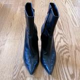 Nine West Shoes | Nine West Black Leather Pointed Toe Ankle Boots Booties | Color: Black | Size: 7
