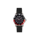 Nautis Nautis Dive Pro 200 Leather-Band Watch w/Date Black & Red One Size GL1909-C