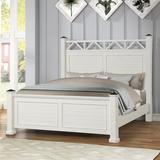 Roundhill Furniture Laria Antique White Finish Wood Panel Bed w/ Dresser, Mirror, Nightstand, & Chest, Queen Size Wood in Brown/White, Size King