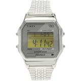 34 Mm T80 Silver Tone Case Digital Dial Silver Stainless Steel Bracelet Watch - Metallic - Timex Watches