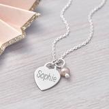 Personalised Sterling Silver Heart Bridesmaid Necklace, Silver