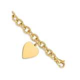 Belk & Co Women's 14K Yellow Gold Link with Heart Charm Bracelet