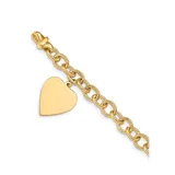 Belk & Co Women's 14K Yellow Gold 8.5 Inch Polished Link with Heart Charm Bracelet