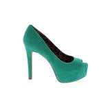 Jessica Simpson Heels: Green Solid Shoes - Size 7 1/2