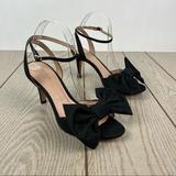 Kate Spade Shoes | Kate Spade New York Gloria Bow Vamp Strappy Heeled Sandals 9b Black Fabric $198 | Color: Black | Size: 9