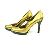 Gucci Shoes | Gucci Gold 9.5 B Womens High Heel Pumps Platforms Metallic Bronze 171372 *1016 | Color: Gold | Size: 9.5