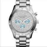 Michael Kors Jewelry | Michael Kors Silver Crystal Pave Chronograph Watch Mk6076 | Color: Blue/Silver | Size: Os