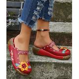 RXFSP Women's Mules Red - Red & Yellow Floral Mule - Women