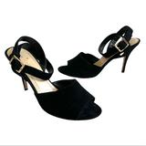 Kate Spade Shoes | Kate Spade Black Suede Peep Toe Heeled Dress Sandals | Color: Black | Size: 9