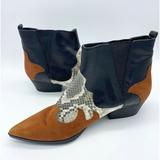 Nine West Shoes | Bootie Black And Brown Western Cowboy Boots By Nine West | Color: Black/Brown | Size: 5.5