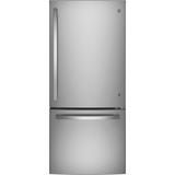 GE Appliances Energy Star 30" Bottom Freezer 21.0 cu. ft. Refrigerator, Stainless Steel in Black/Gray/White, Size 69.88 H x 29.75 W x 36.63 D in