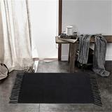 Black Area Rug - Gracie Oaks 2PCS Cotton Throw Rug Set w/ Non-Slip Rug Pad in Black, Size 24.0 W x 0.0 D in | Wayfair