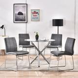 Orren Ellis 5 Pieces Dining Table & Chairs Sets ( Round Glass Table + 4 Chairs ), Size 29.2 H in | Wayfair 0B28FB6E25B94299B5B9F2B67D331DD4