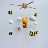 Winnie The Pooh Mobile, Bear With Bee Crochet Nursery Mobile, Honey Flying, Crib Baby Shower Gift, Mini