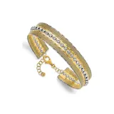Belk & Co 14K Two Tone Diamond Cut and Textured with Safety Chain Bangle, Yellow