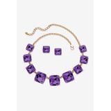 Women's Gold Tone Necklace and Earring Set, Princess Cut Simulated Birthstones by PalmBeach Jewelry in February