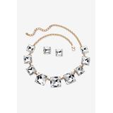Women's Gold Tone Necklace and Earring Set, Princess Cut Simulated Birthstones by PalmBeach Jewelry in April