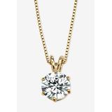 Plus Size Women's Gold over Sterling Silver Cubic Zirconia Solitaire Pendant by PalmBeach Jewelry in Gold