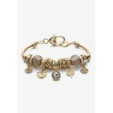 Women's Goldtone Antiqued Birthstone Bracelet (13mm), Round Crystal 8 inch Adjustable by Woman Within in April