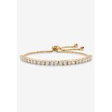 Women's Gold-Plated Bolo Bracelet, Simulated Birthstone 9.25" Adjustable by PalmBeach Jewelry in April
