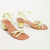 Anthropologie Shoes | Anthro Vicenza Strappy Sandals Round Heels Ankle Strap Square Toe Lime Green | Color: Green/Tan | Size: 10