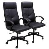 Set of 2 High Back Conference Room Chairs in Faux Leather